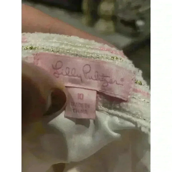 Lilly Pulitzer Women's Pink Tweed Pencil Skirt Size 10 Knee Length - Picture 3 of 9